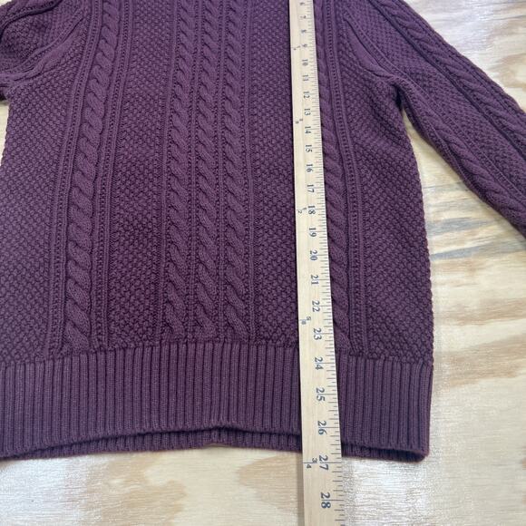 Goodfellow & Co. Chunky Cable Knit Fisherman Sweater Men’s Small Burgundy Heavy - Picture 9 of 10